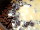 Chocolate chips meet sweetened condensed milk
