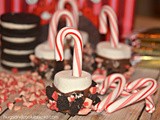 Chocolate dipped marshmallows with crushed candy canes & candy cane oreos