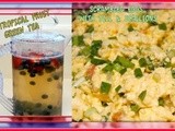 Iced green tea with berries & the best scrambled eggs