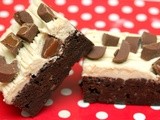 Mascarpone brownies with salted caramel rolo frosting