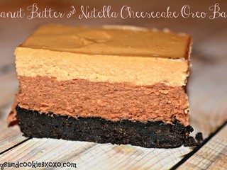Peanut butter & nutella oreos cheesecake bars