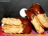 Peanut Butter Stuffed Cookies Dipped in Chocolate