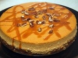 Pumpkin cheesecake with salted caramel & pecans