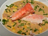 Roasted Corn & Cheddar Chowder-Lightened Up With King Crab Legs