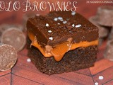 Rolo brownies with fudge topping