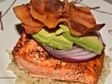 Salmon With Avocado, Red Onion and Bacon