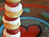 Strawberry shortcake skewers with a white chocolate sprinkle