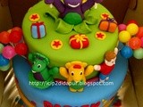 Barney Pop Up Birthday Cake & Cupcakes for Darien