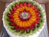 Red Velvet Cake with Colorfull Fruit Topping