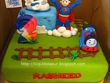 Thomas Train, Superman & Aeroplane Bday Cake for Rasheed