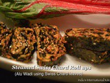 Steamed Swiss Chard Roll ups (Alu Wadi using Swiss Chard leaves)