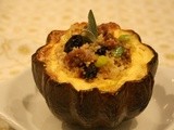 Acorn Squash Stuffed with Sausage, Couscous, Leeks and Cherries