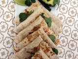 Black Bean Spread, Goat's Cheese, Avocado and Cilantro Quesadillas