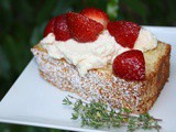 Lemon Thyme Pound Cake with Marinated Strawberries and Mascarpone Cheese