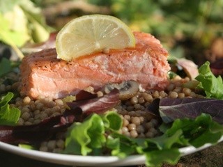Pan Seared Salmon with Israeli Couscous Salad