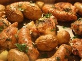 Roast Chicken Thighs with Sausage, Potatoes and Garlic