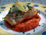Sea Bass with a Roasted Tomato and Pepper Herb Sauce