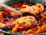 Chicken with Chorizo Sausage & Sweet Potato Wedges