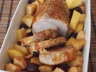 Braised Porkloin with Quinces and Plums