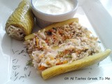 Stuffed Zucchinis with Rice and Mushrooms served with Yogurt (Vegan version)