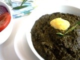 Sarson da Saag naal Makke di Roti - Mustard Greens curry with Cornmeal/maize flour Indian bread