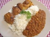 Curry baked chicken with Slow cooker split pea dhal