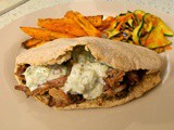 Minty aromatic pulled lamb pittas