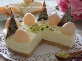 柠檬荔枝乳酪蛋糕(免烤) + 巧克力转换纸 Lemon Lychee Cheesecake (No-Bake) + Chocolate Transfer Sheet