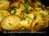 Tortellini Stuffed Mozzarella Homemade with Champignon Mushrooms
