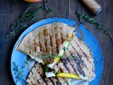 Chicken and cheese rye quesadilla with mango