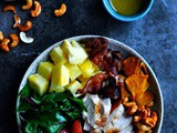 Healthy Salad Bowl with Chicken and Pineapple
