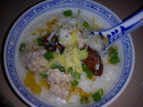 Dried oysters and meat balls porridge