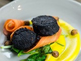 Black Pudding, Squash Puree, Pickled Carrot, Hazelnuts