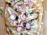 Chicken, Chicory, Radish and Parmesan Flatbread with Buttermilk Dressing