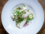 King Mushrooms, Pickled Red Onions, Spelt, Pea Shoots
