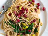 Pasta, Pomegranate, Pistachio, Parmesan and Purple Kale