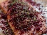 Purple Carrots, Beetroot Salmon Gravalax, Wheatberries