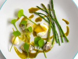Raw Oyster, Poached Quails Egg, Asparagus, Purslane, Kale Sauce