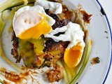 Steamed Turnip & Sausage Cake, Pickled Cucumber