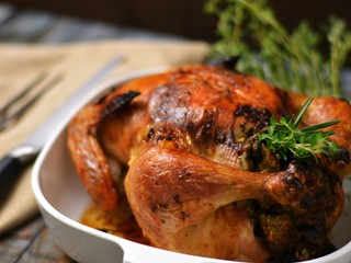 Brined Roasted Chicken with Oyster & Mushroom Stuffing