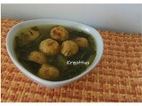 Polpettine in brodo con persico gamberetti e bieta