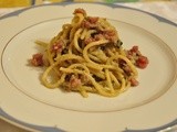 Spaghetti Mancini con pesto di carciofi e tonno marinato