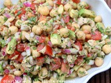 Garbanzo or chickpea salad with avocado and tuna fish