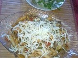 Lazy cooks penne with mushrooms and sausages