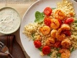 20-Minute Shrimp and Couscous With Yogurt-Hummus Sauce Recipe