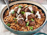 Middle Eastern lamb koftas with aromatic lentil rice recipe