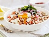 Persian eggs with lentils and couscous recipe