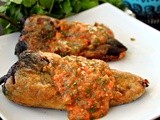 Chiles Rellenos with Tomato Sauce