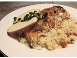 A Dinner worth Celebrating...Cedar-Planked Wild Salmon, with Sauteed Sweet Potato Pepperini Pasta and Rosemary Apple Butter Sauce