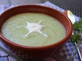 Cold cucumber and melon soup with a hint of chilli